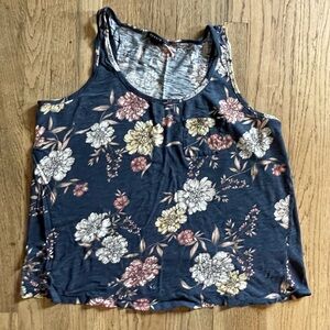 Torrid Floral Tank Top - Navy and Cream